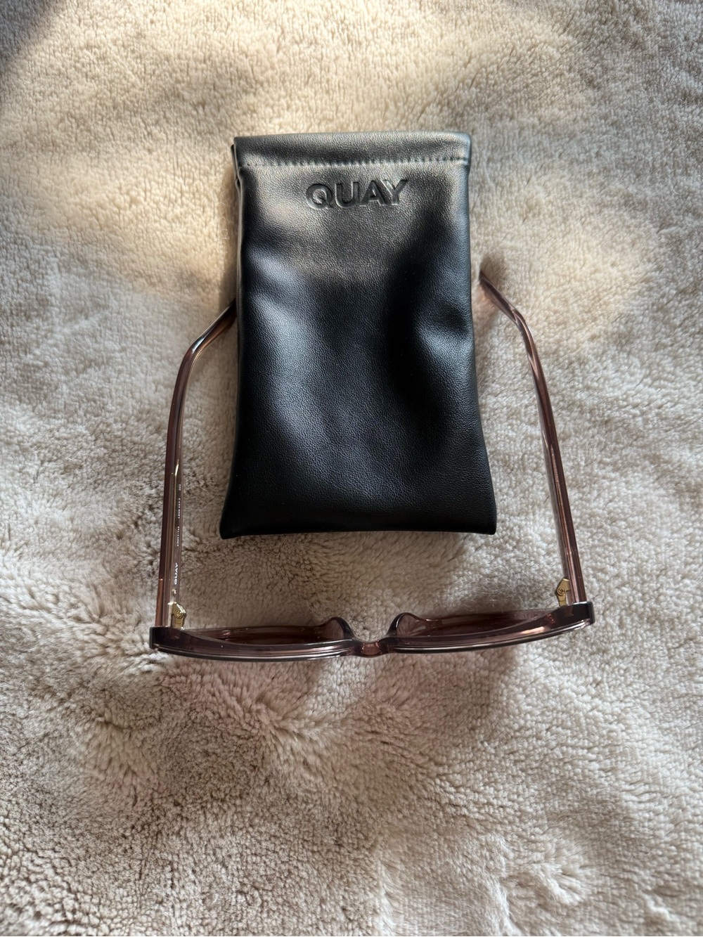 Quay Australia Cat Eye Sunglasses - Tempted Brown rose tone Translucent Frame - Picture 3 of 7